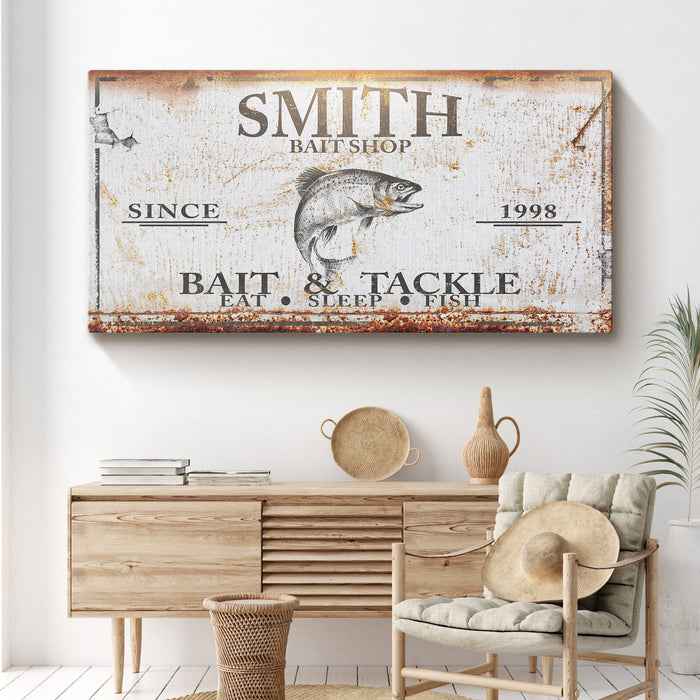 Bait and Tackle Sign Tailored Canvases