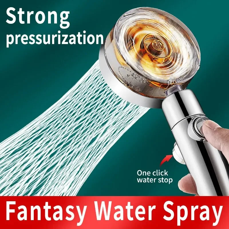 Propeller Shower Head Rainfall High Preassure Water Saving Bathroom Accessary Pressurized Nozzle Universal Adaptation Outdoor Kinetics