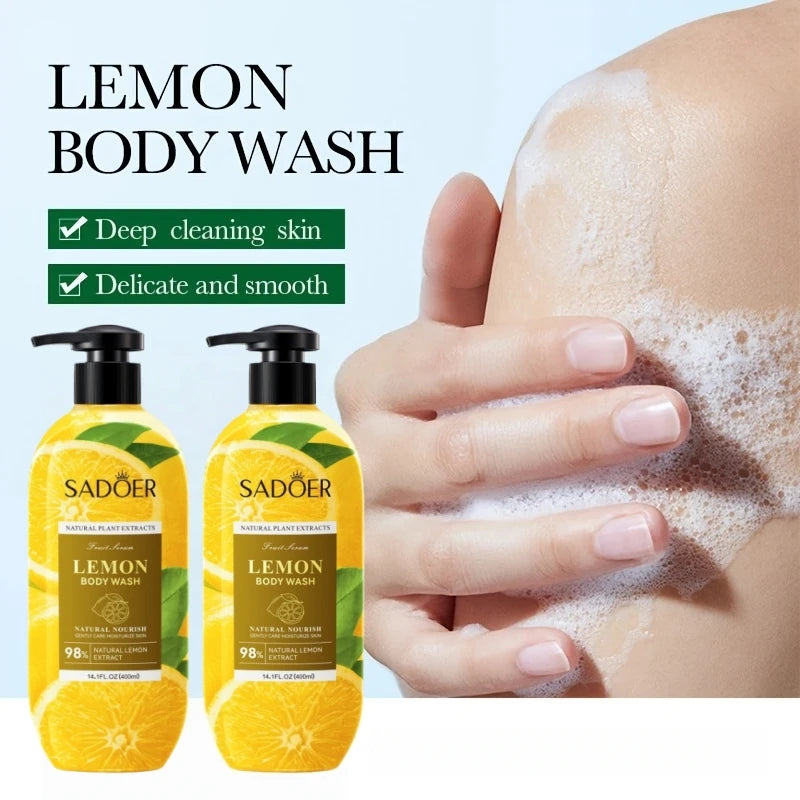 Lemon Shower Gel 400ml, Hypoallergenic, Alcohol-Free, Moisturizing, Nourishing for Skin Care, Refreshing and Oil-Controlling, Suitable for Use All Year Round, Easily Controls Oil and Cleanses Dirt through Rubbing, and Lasts f Outdoor Kinetics