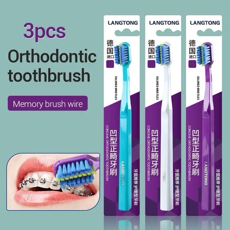 3PC Clean Orthodontic Braces Adult Orthodontic Toothbrushes Dental Tooth Brush Soft Bristle Toothbrush For Oral Health Care Outdoor Kinetics