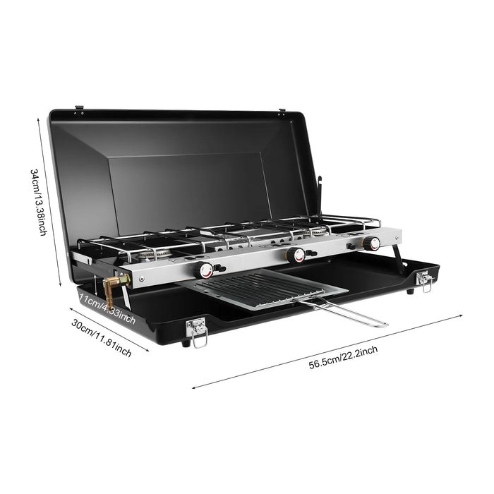 Portable 3-Burner Camping Gas Stove Propane Butane Outdoor Grill S And B Enterprise