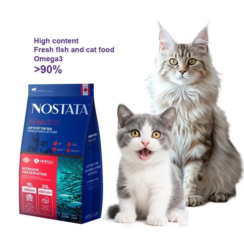 2LB Cat Food 8 Kinds Fish Deep Sea Fish Oil Pet Nutrition for Kitten Adult Cat Supports Weight Coat & Skin Health Outdoor Kinetics