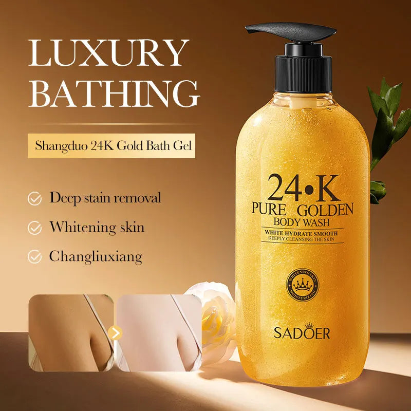 500ml24KPure Gold Body Wash Clean Long Lasting Fragrance Bath Foam Foam Bath Liquid Body Wash Shampoo Moisture Skin Clean Outdoor Kinetics