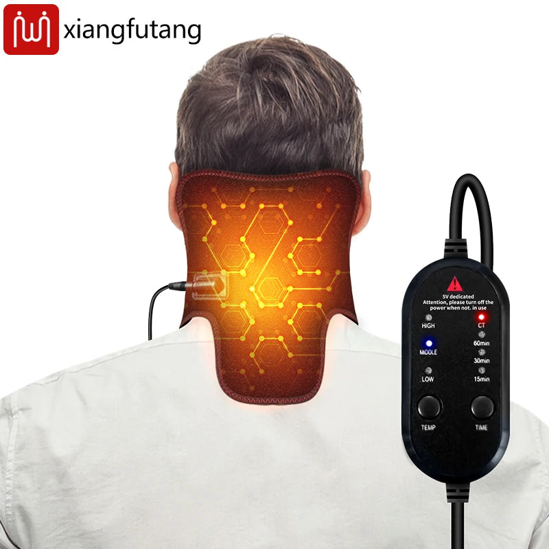 Electric Heated Neck Brace Massager Belt with 3 Adjustable Temperature Levels for Warmth And Neck Massage Relaxation Support Outdoor Kinetics