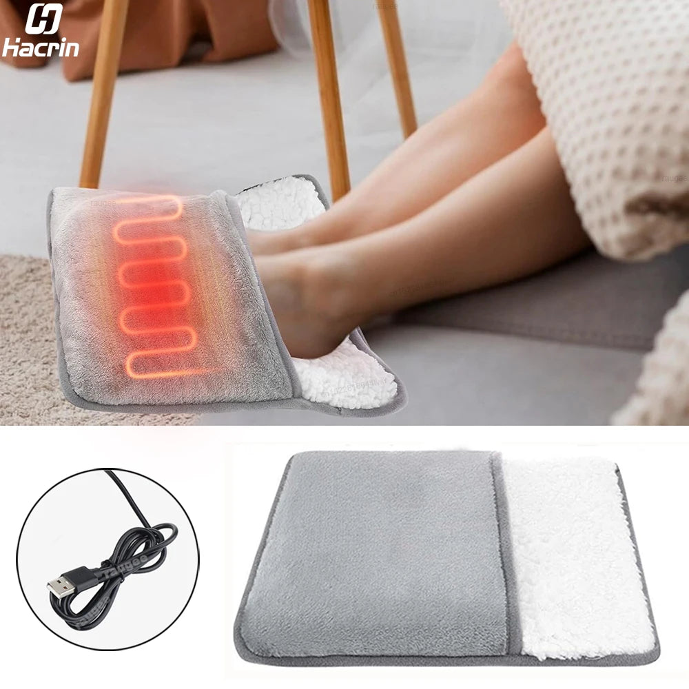 Foot Warmer USB Foot Heater Electric Foot Heating Pad Fast Heating Soft Plush Electric Foot Warmer for Home Heated Feet Warmer Outdoor Kinetics