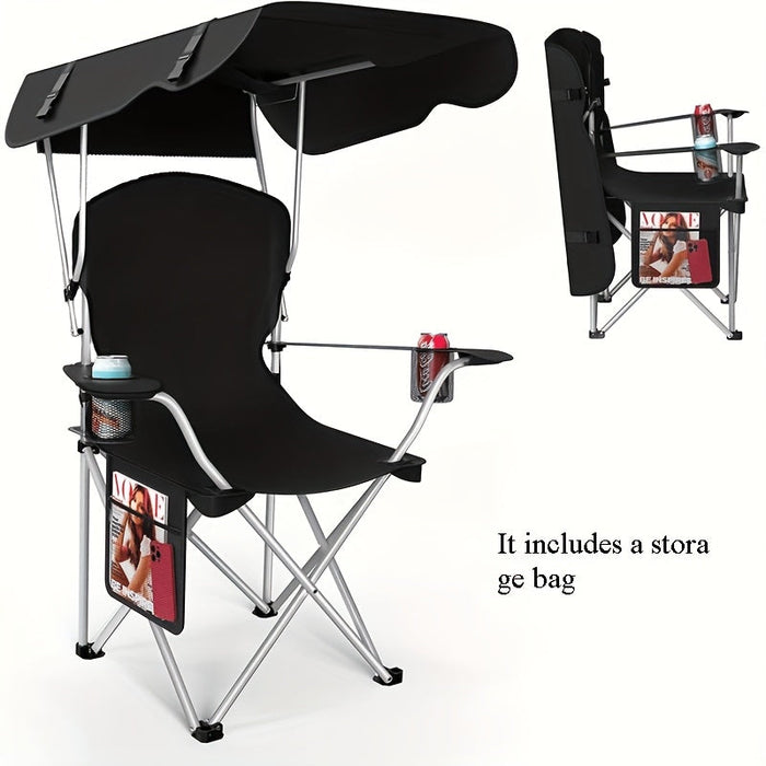 Portable Camping Chair with Canopy Folding Outdoor Chair Beach Fishing 2Dropme