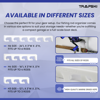 Made in the USA Fishing Rod Rack | Wall or Ceiling Mounted TRAPSKI