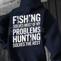 Outdoorsman’s Therapy Hoodie – Fishing & Hunting Problem Solver Pullover, Rugged Sportsman Apparel, Unisex Pasimax