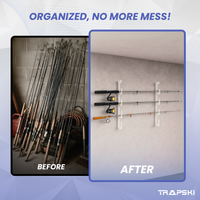 Made in the USA Fishing Rod Rack | Wall or Ceiling Mounted TRAPSKI