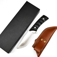 Fixed Blade Knife D2 Steel Rosewood or Ebony Handles - Hunting Leather Sheath MUCITUP