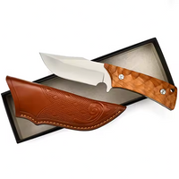 Fixed Blade Knife D2 Steel Rosewood or Ebony Handles - Hunting Leather Sheath MUCITUP