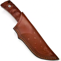 Fixed Blade Knife D2 Steel Rosewood or Ebony Handles - Hunting Leather Sheath MUCITUP