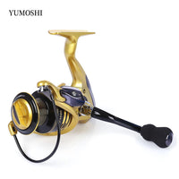 YUMOSHI 13+1BB Full Metal Spinning Fishing Reel 4.7:1/5.5:1 Gear Ratio Pesca Aluminum Spool  Tackle With Foldable Handle V.I.P Digital Presence