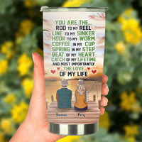 Personalized Fishing Couple Tumbler - Gift Idea For Couple/Fishing Lovers with up to 2 Kids and 2 Pets - You Are The Rod To My Reel CusGifts