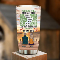 Personalized Fishing Couple Tumbler - Gift Idea For Couple/Fishing Lovers with up to 2 Kids and 2 Pets - You Are The Rod To My Reel CusGifts