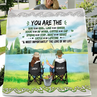 Personalized Fishing Couple Fleece Blanket/Quilt - Gift for Fishing Lovers/Couple/Husband and Wife - You Are The Rod To My Reel, Line To My Sinker CusGifts