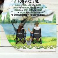 Personalized Fishing Couple Fleece Blanket/Quilt - Gift for Fishing Lovers/Couple/Husband and Wife - You Are The Rod To My Reel, Line To My Sinker CusGifts
