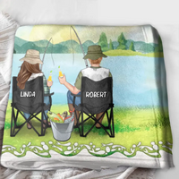 Personalized Fishing Couple Fleece Blanket/Quilt - Gift for Fishing Lovers/Couple/Husband and Wife - You Are The Rod To My Reel, Line To My Sinker CusGifts