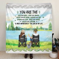 Personalized Fishing Couple Fleece Blanket/Quilt - Gift for Fishing Lovers/Couple/Husband and Wife - You Are The Rod To My Reel, Line To My Sinker CusGifts