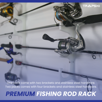 Made in the USA Fishing Rod Rack | Wall or Ceiling Mounted TRAPSKI