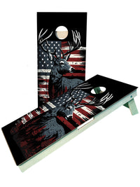 Hunting Buck/Deer American Flag Pro Cornhole Boards blastcornhole