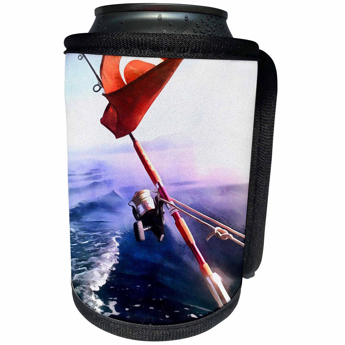 3dRose Taiche - Acrylic Painting - Fishing Rod - It Is Reel Gone Fishing - Can Cooler Bottle Wrap (cc_255282) 3dRose