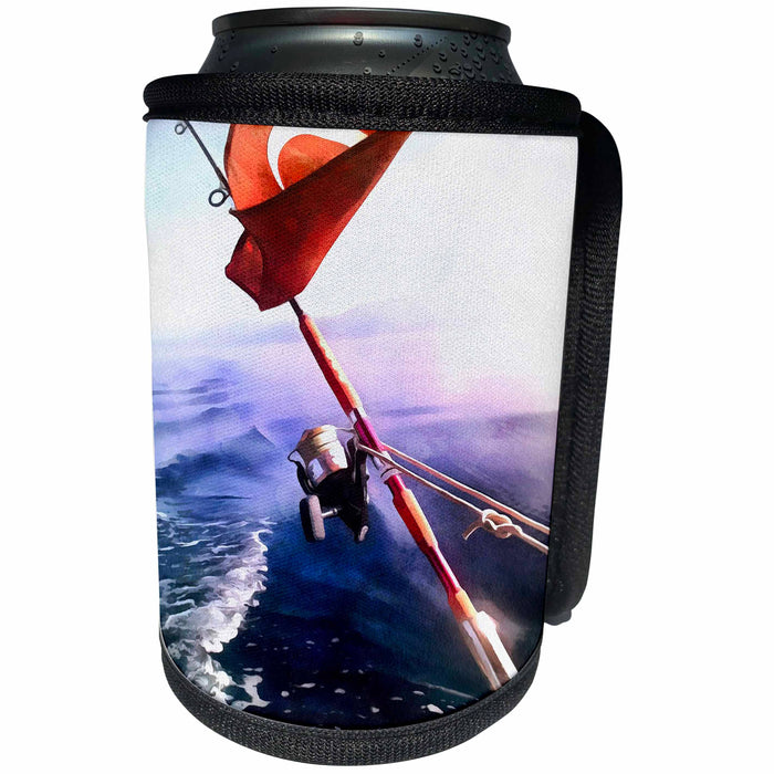 3dRose Taiche - Acrylic Painting - Fishing Rod - It Is Reel Gone Fishing - Can Cooler Bottle Wrap (cc_255282) 3dRose