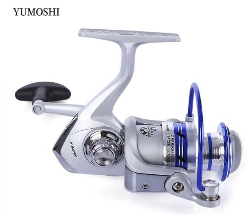 YUMOSHI AF1000-7000 12BB Gear Ratio 5.5:1 Half Metal Fishing Spinning Reel Machined aluminum Spool with Exchangeable Handle V.I.P Digital Presence
