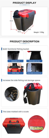 36*25*31cm Big Fishing Box with Multiple Functions Thickened with Scale Live Fish Bucket Removable Outdoor Fishing Gear OtdoorEdge Supply