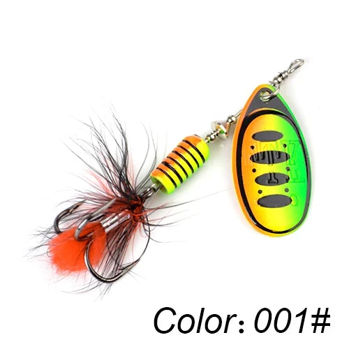 FTK 1pc Spinner Bait 7.5g 12g 17.5g Hard Spoon Bass Lures Metal Fishing Lure With Feather Treble Hooks For Pike Fishing V.I.P Digital Presence