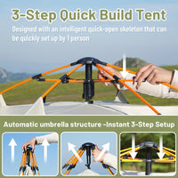 3-4 Person Instant Pop Up Camping Tent Waterproof Quick Setup Outdoor Portable 2Dropme