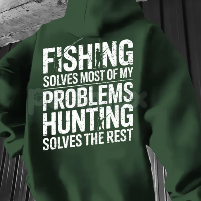 Outdoorsman’s Therapy Hoodie – Fishing & Hunting Problem Solver Pullover, Rugged Sportsman Apparel, Unisex Pasimax