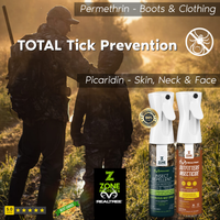 Total Tick Prevention System | Insect Repellent (for skin) + Insecticide (for gear) Zone Protects