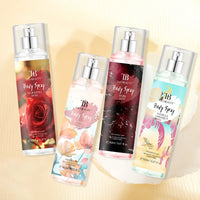 The fragrance spray has a long-lasting, faint floral scent with a fruity note. It is a fragrance body spray without alcohol. Outdoor Kinetics
