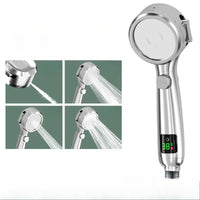 Shower Head Water Saving Rain Shower Head 4 Spray Types Shower Head with Digital Temperature Display Outdoor Kinetics