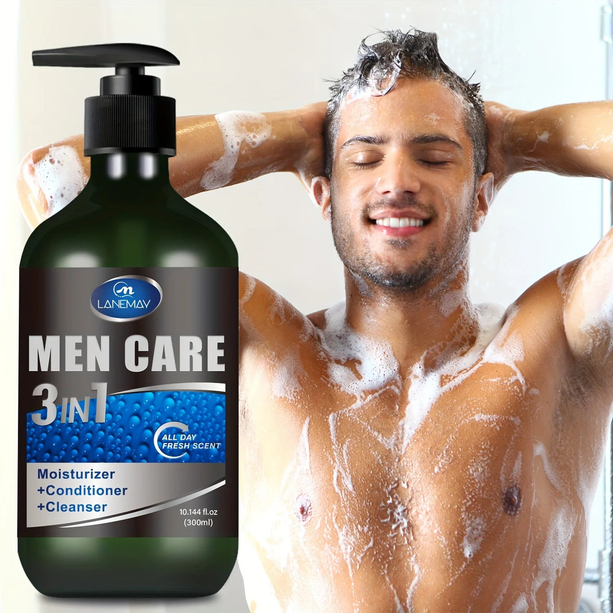 Men 3-in-1 Body, Hair and Face Wash, Rebuild Light Beige in the Shower with Plant-Based Cleansers and Moisturizers Outdoor Kinetics