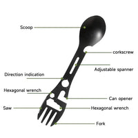 Multifunctional Whistle Knife Outdoor Camping Survival Spork Kitchen Multifunctional Wrench Bottle Opener Spoon camping gear OtdoorEdge Supply