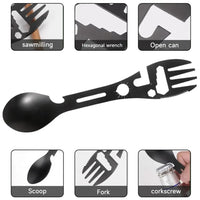 Multifunctional Whistle Knife Outdoor Camping Survival Spork Kitchen Multifunctional Wrench Bottle Opener Spoon camping gear OtdoorEdge Supply