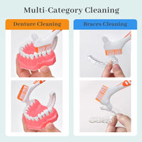 Denture Brush 4Pcs Denture Toothbrushes，Denture Cleaning Care Cleaning Brush ，Double Sided Toothbrush，Multi-Layered Bristles Outdoor Kinetics