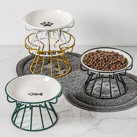 Pet Ceramic Bowl, High Footed Ceramic Cat Food Bowl, Snack Bowl, Anti Overturning Indoor & Outdoor Feeding Drinking Accessories Outdoor Kinetics