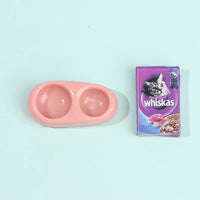 1/12 Dollhouse Miniature Pet Dog Cat Food with Bowl Kitchen Garden Decor Doll House Accessories Outdoor Kinetics