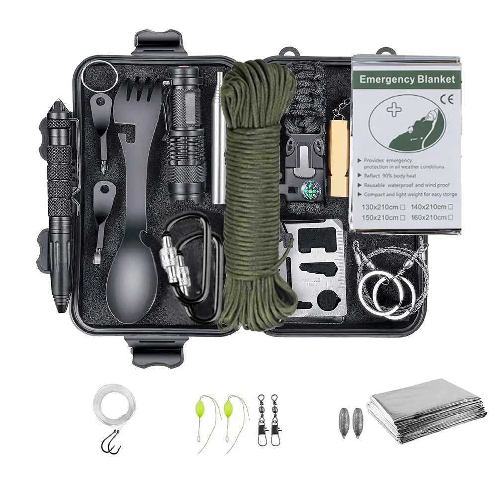 Professional Emergency Survival Kit Gear Camping Multifunction Tactical Defense Equipment First Aid SOS Wilderness Adventure OtdoorEdge Supply