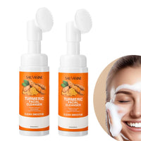 Turmeric Cleanser Moisturize Facial Brightening Skin Tone Daily Face Wash Foam with Brush Skin Care Clean Lemon Fruit Extract Outdoor Kinetics