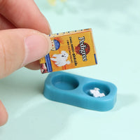 1/12 Dollhouse Miniature Pet Dog Cat Food with Bowl Kitchen Garden Decor Doll House Accessories Outdoor Kinetics
