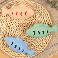 Interactive Cat Toy Food Dispenser for Indoor Cats Blue Treat & Catnip Stuffer Engaging Silicone Fish Chew Toy Dental Care Outdoor Kinetics