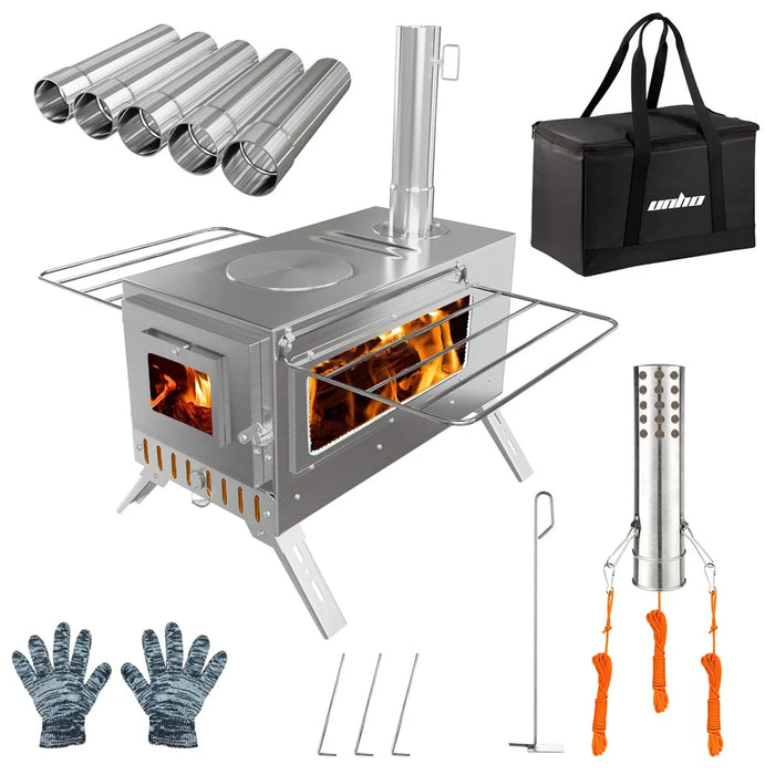 Wood Burning Portable Tent Stove With 6 Stainless Chimney Pipes S And B Enterprise