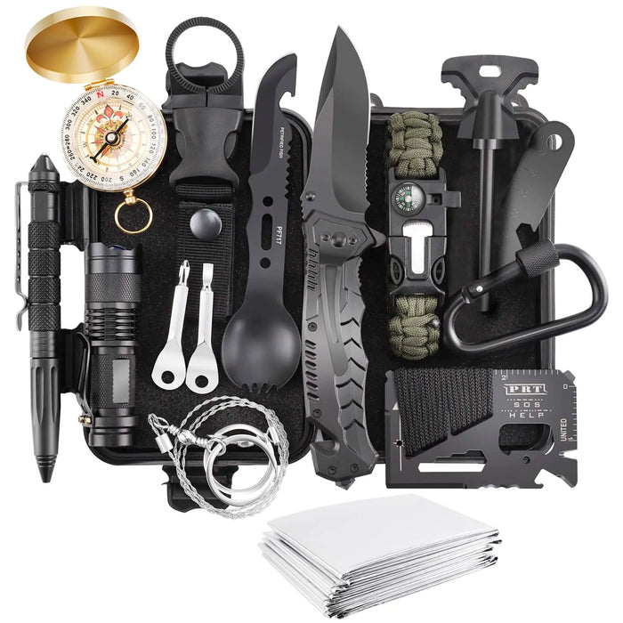 16 Pcs Survival Kit, Camping Gear & Equipment, Stocking Stuffers for Men, Outdoor Adventure Christmas Gifts OtdoorEdge Supply