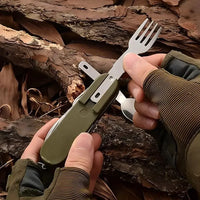Camping Gear 5-in-1 Stainless Steel Travel Set, Multifunctional Folding Outdoor Utensils OtdoorEdge Supply