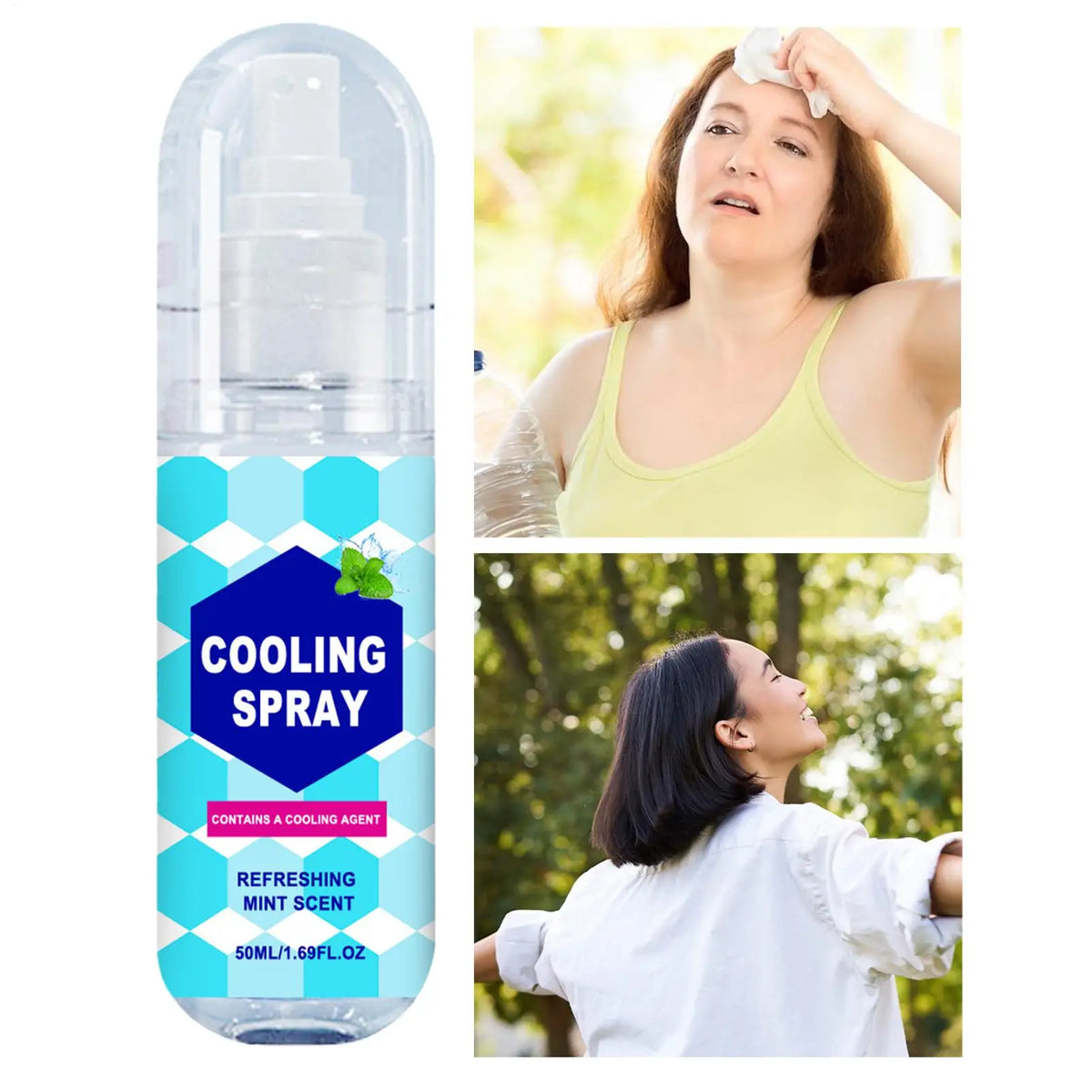 Cooling Spray for Body 50ml Summer Face Refreshing Mist Mint Scent Instant Cooling Spray for Adults Outdoor Activities Workout Outdoor Kinetics