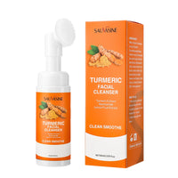 Turmeric Cleanser Moisturize Facial Brightening Skin Tone Daily Face Wash Foam with Brush Skin Care Clean Lemon Fruit Extract Outdoor Kinetics